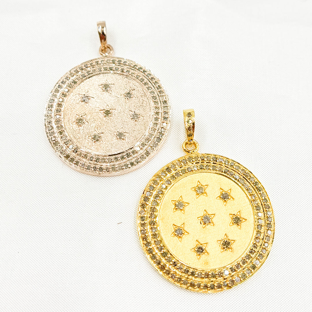 DP400. Diamond Sterling Silver Round Stars Pendant