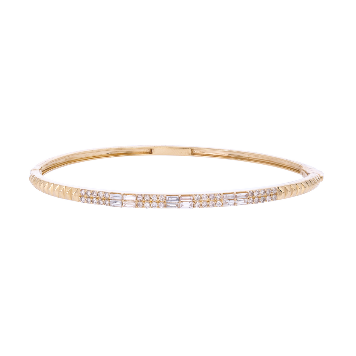 DBG00189. 14K Solid Gold Baguette Diamond Bangle