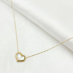 Load image into Gallery viewer, BR404085. 14K Solid Gold Diamond and Mother of Pearl Heart Necklace