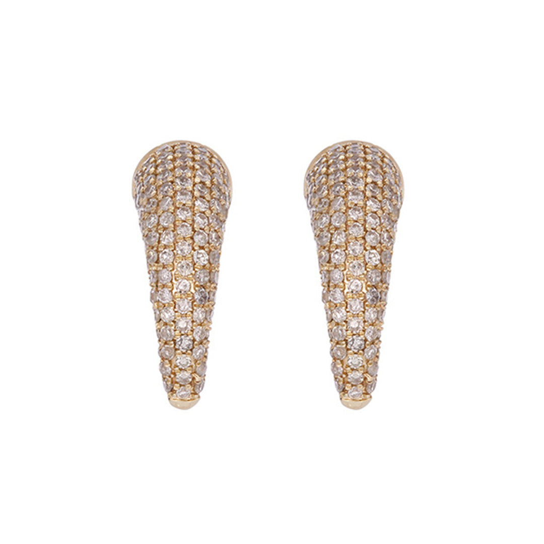 14k Solid Gold Diamond Horn Studs Earrings