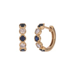 Load image into Gallery viewer, EHE57633. 14k Solid Gold Diamond and Gemstones Hoop Earrings