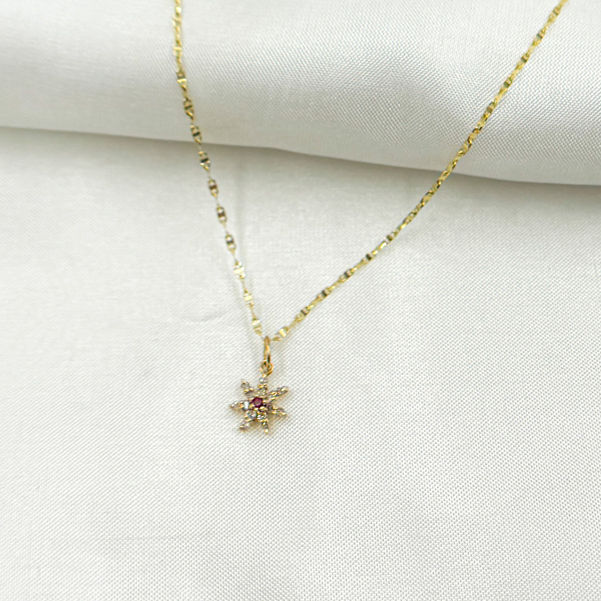 GDP408. 14K Solid Gold Flower Charm with Diamonds and Gemstones