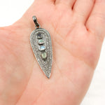 Load image into Gallery viewer, DSP055. Diamond Silver Long Drop Pendant with Gemstone
