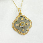 Load image into Gallery viewer, 14k Solid Gold and Sterling Silver Black Rhodium Clover Charm. KSG56
