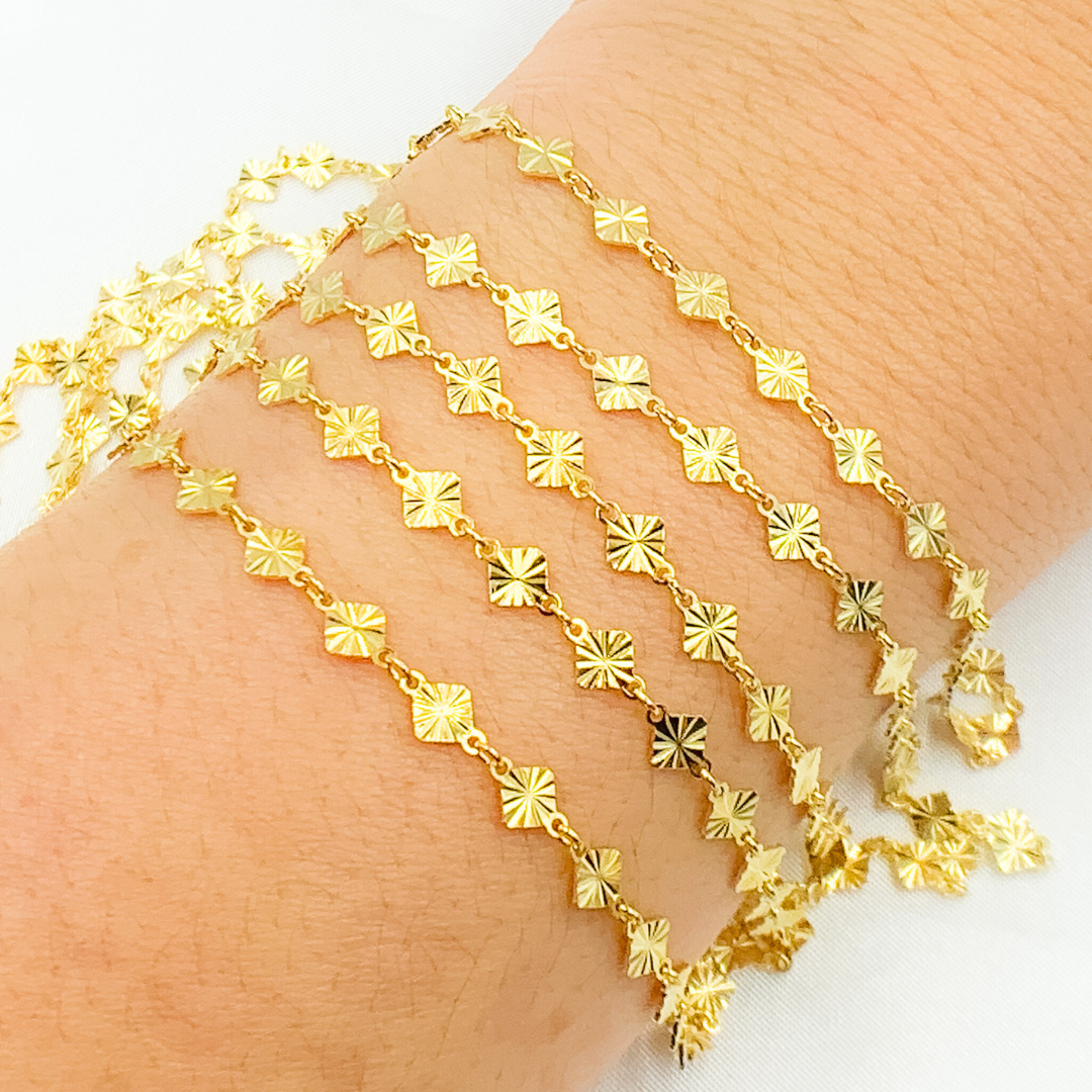 Gold Plated 925 Sterling Silver Hammered Diamonds