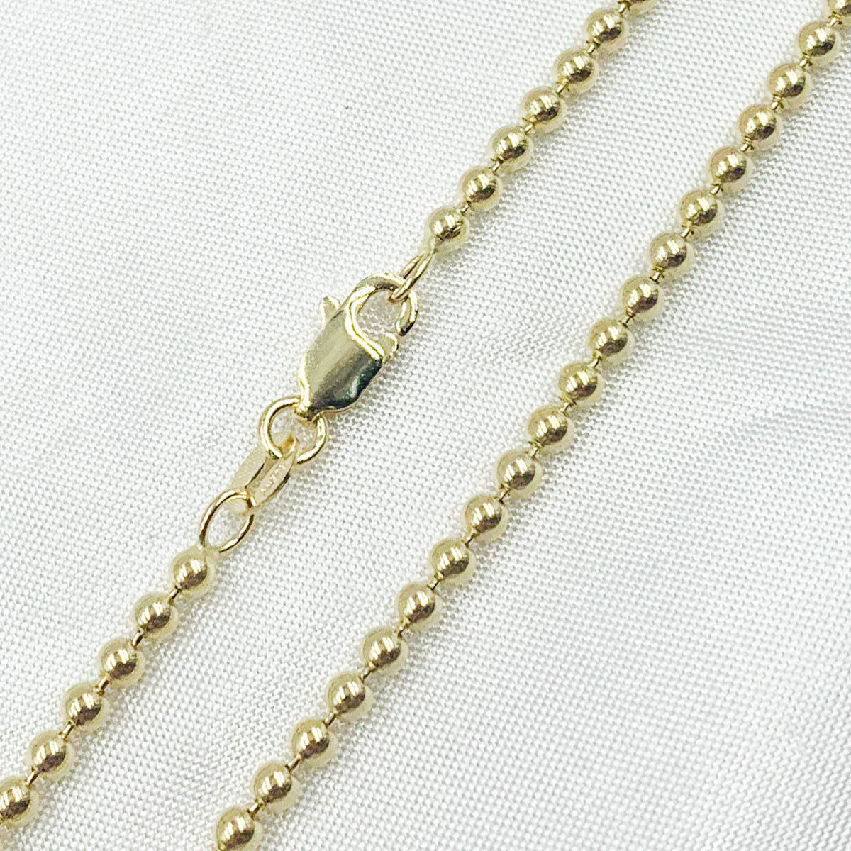 14K Solid Yellow Gold Ball Necklace