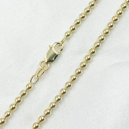 14K Solid Yellow Gold Ball Necklace