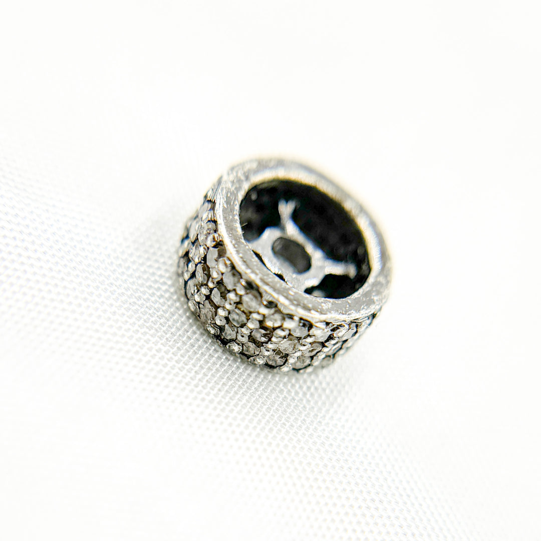 DC579. Diamond & Sterling Silver Spacer Bead