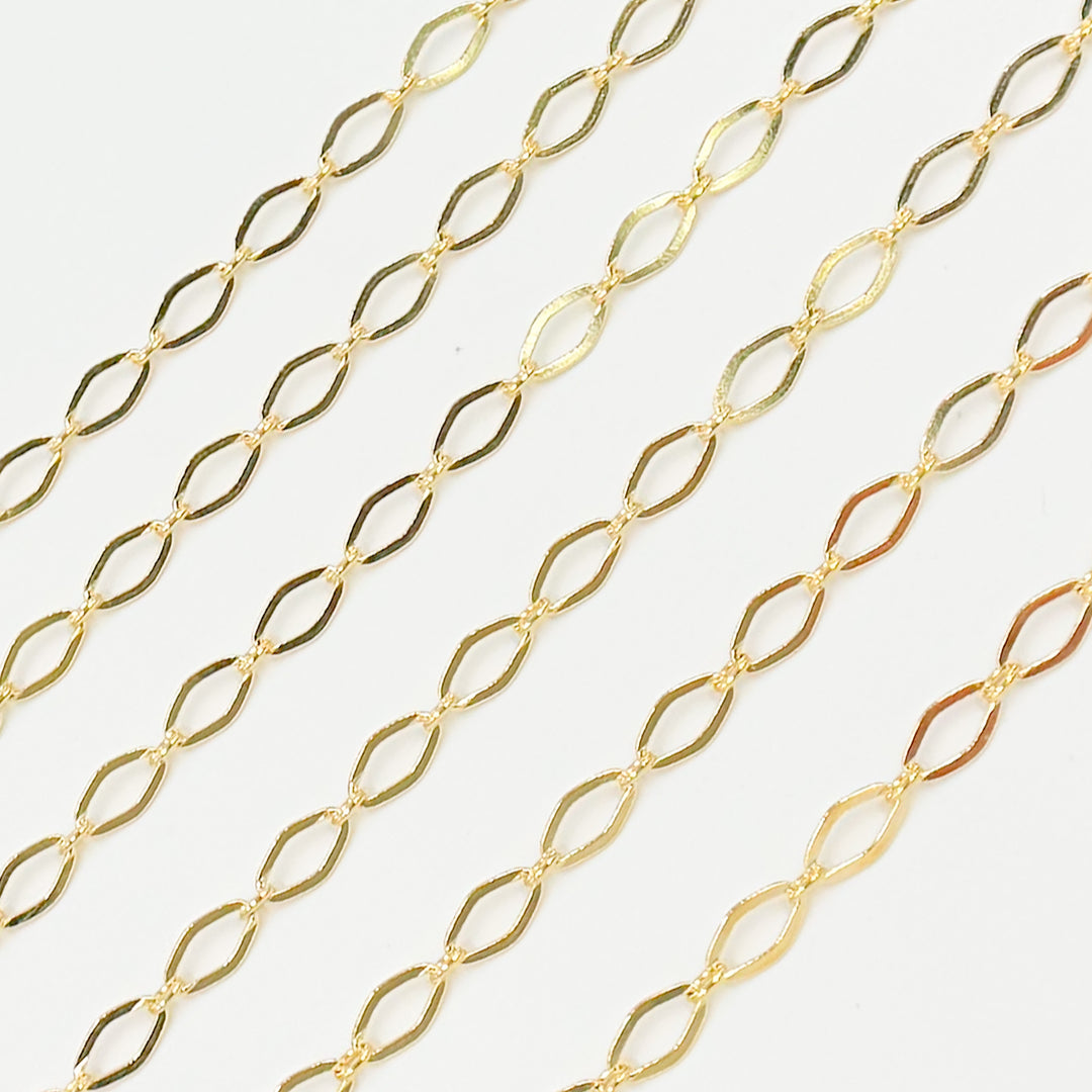 058FL1BLbyFt. 14k Solid Yellow Gold Smooth Flat Oval Link Chain