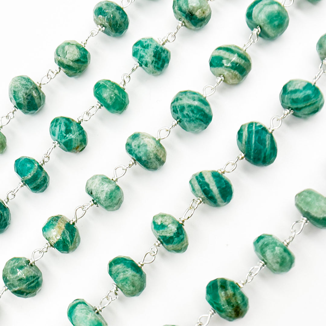 AMZ27. Amazonite Sterling Silver Wire Chain