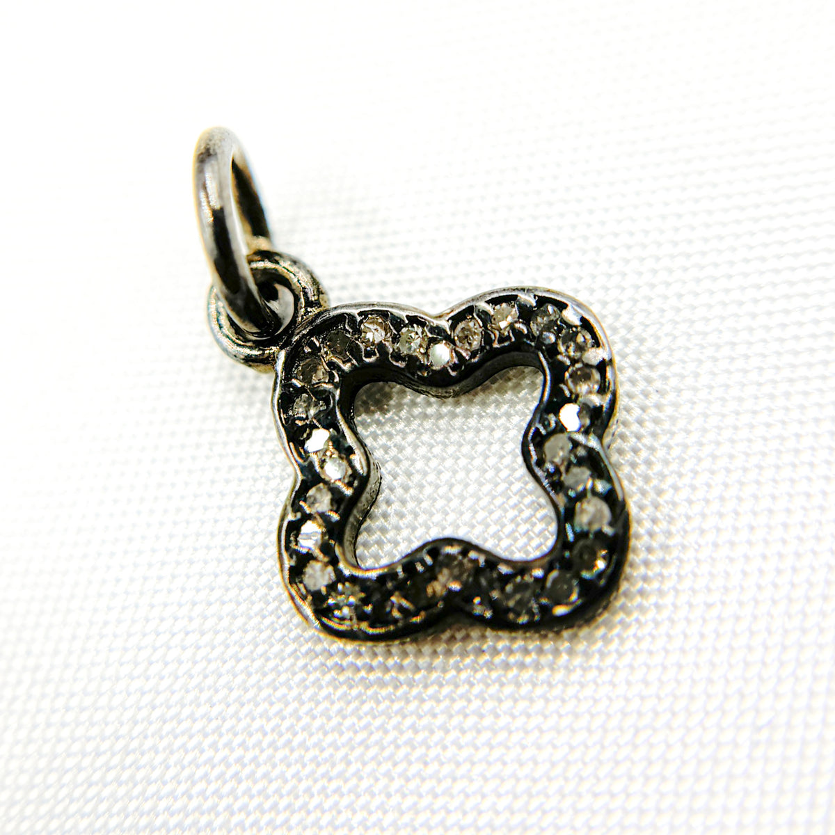 Diamond Sterling Silver Flower Charm