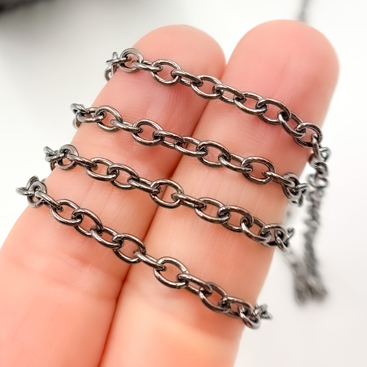 Buy Black Rhodium Sterling Silver Cable Chain
