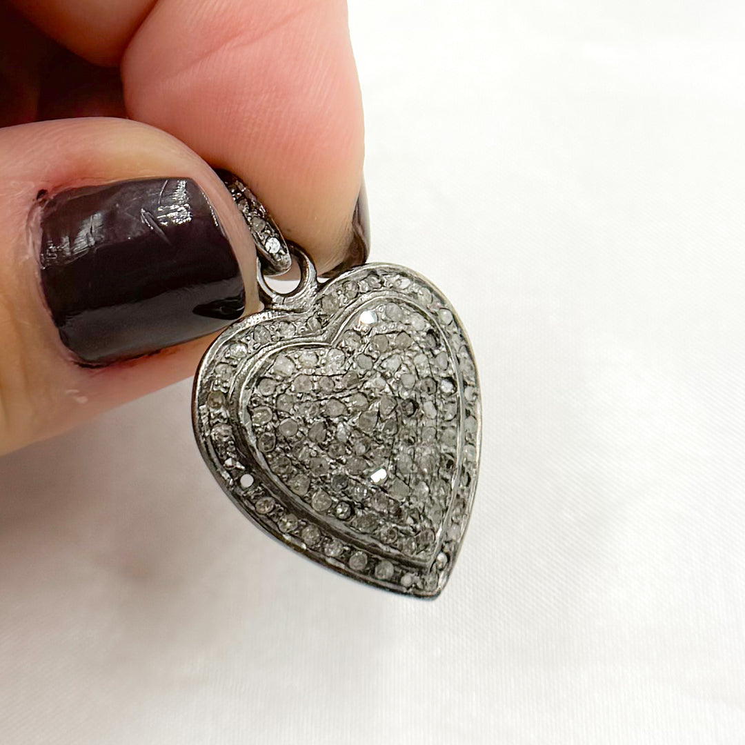 DP179. Diamond Sterling Silver Heart Pendant