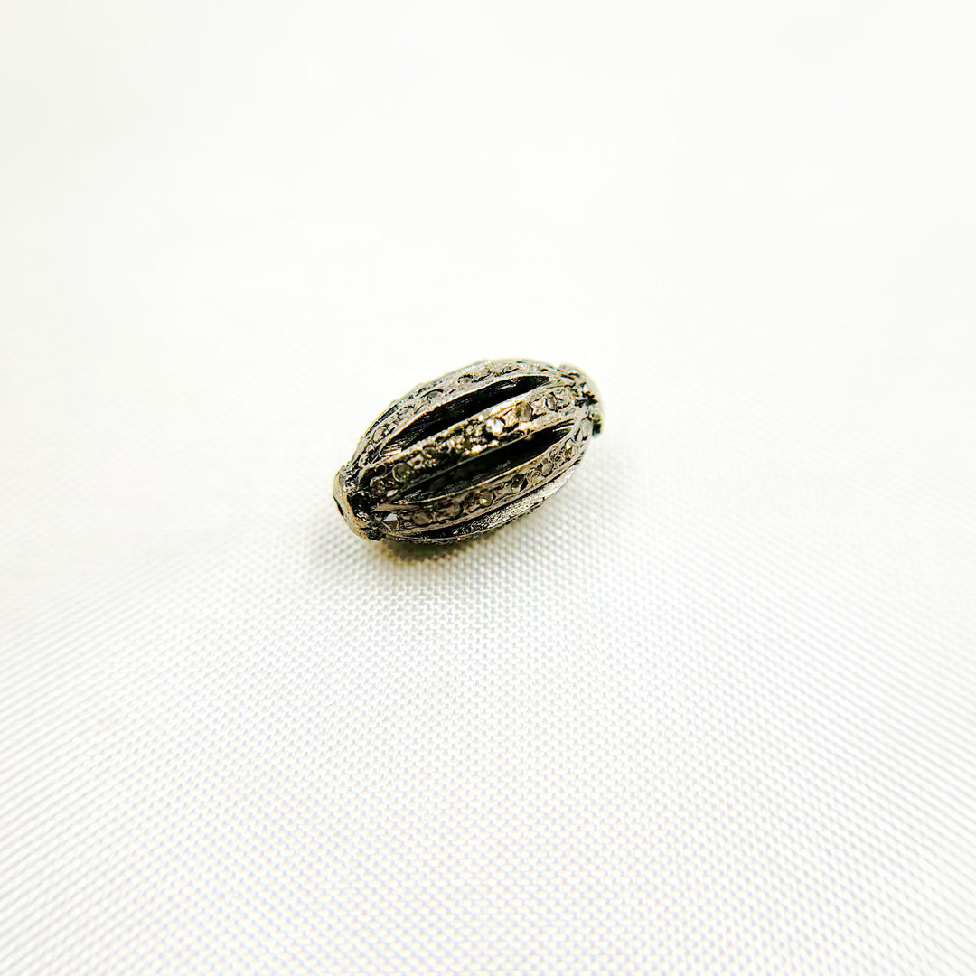 DC1007. Diamond & Sterling Silver Oval Bead