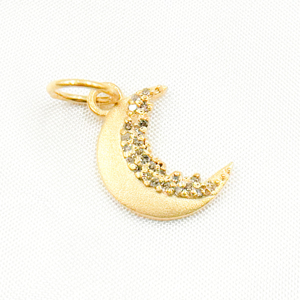 Diamond Sterling Silver Moon Charm