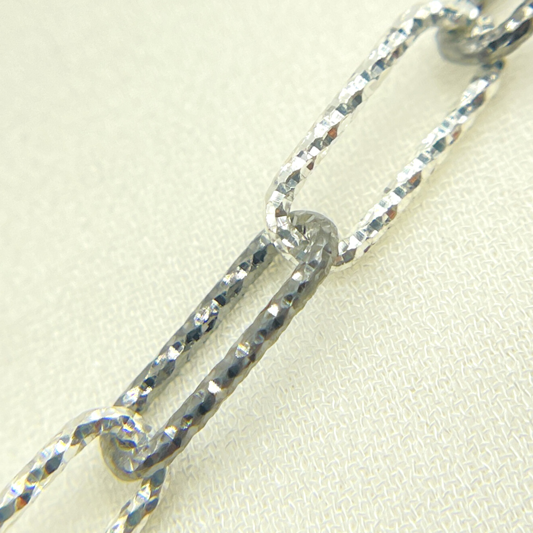 925 Sterling Silver Diamond Cut Paperclip Link Chain. V9SB