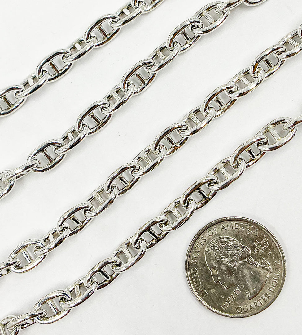 925 Sterling Silver Marina 11x7 mm Link Chain. V81SS