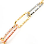 Load image into Gallery viewer, V10GBR. Sterling Silver Gold Plated, Black Rhodium &amp; Rose Plated Paperclip Diamond Cut Link Chain
