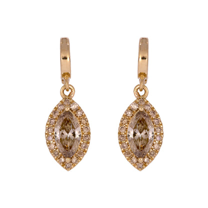 CMG00342C. 14K Solid Gold Champagne Diamond Marquise Charm
