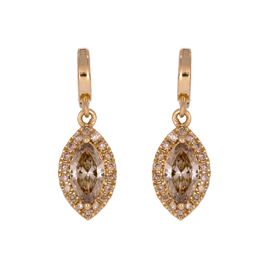 CMG00342C. 14K Solid Gold Champagne Diamond Marquise Charm