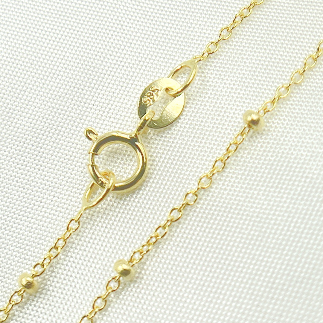 025R03S4. 14k Solid Yellow Gold Satellite Bead Chain