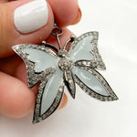 Load image into Gallery viewer, DP405A. Diamond Sterling Silver Butterfly Enamel Pendant
