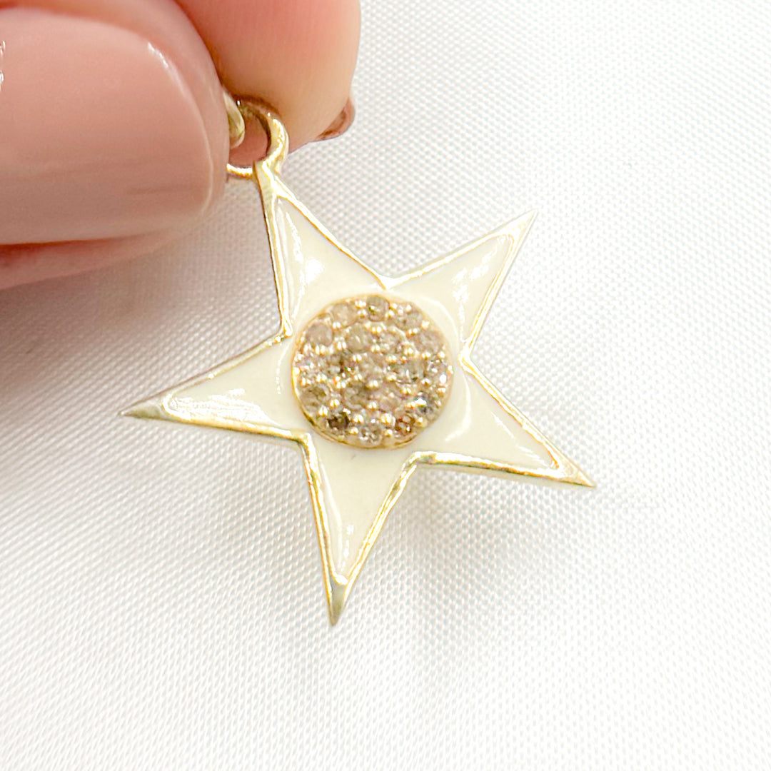 DP773A. Diamond Sterling Silver Star Enamel Pendant