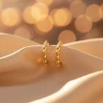 Load image into Gallery viewer, GER145. 14K Hollow Gold Textured Hoop Earrings