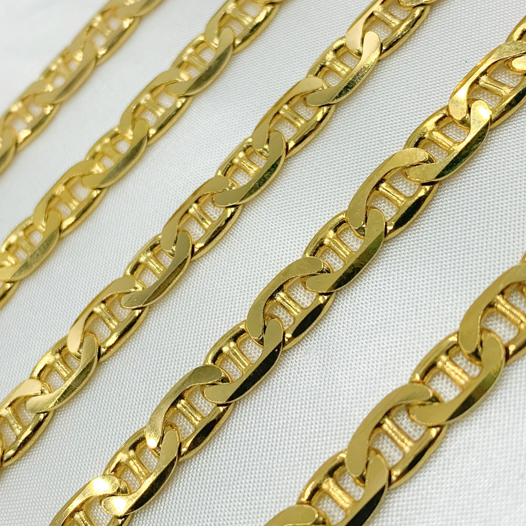 Y78GP. Gold Plated 925 Sterling Silver Flat Marina Chain