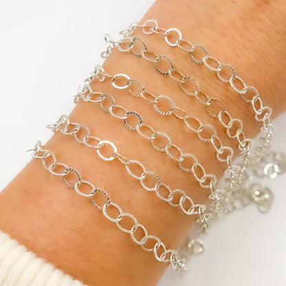 679FLSS. Sterling Silver Hammered Round Link Chain