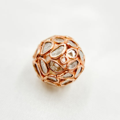 DC809. Diamond & Sterling Silver Round Bead