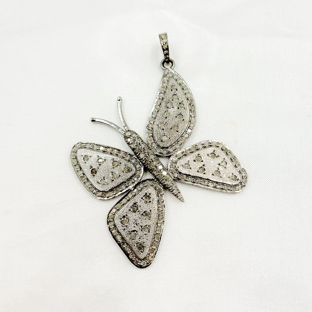 DP137. Diamond Sterling Silver Butterfly Pendant