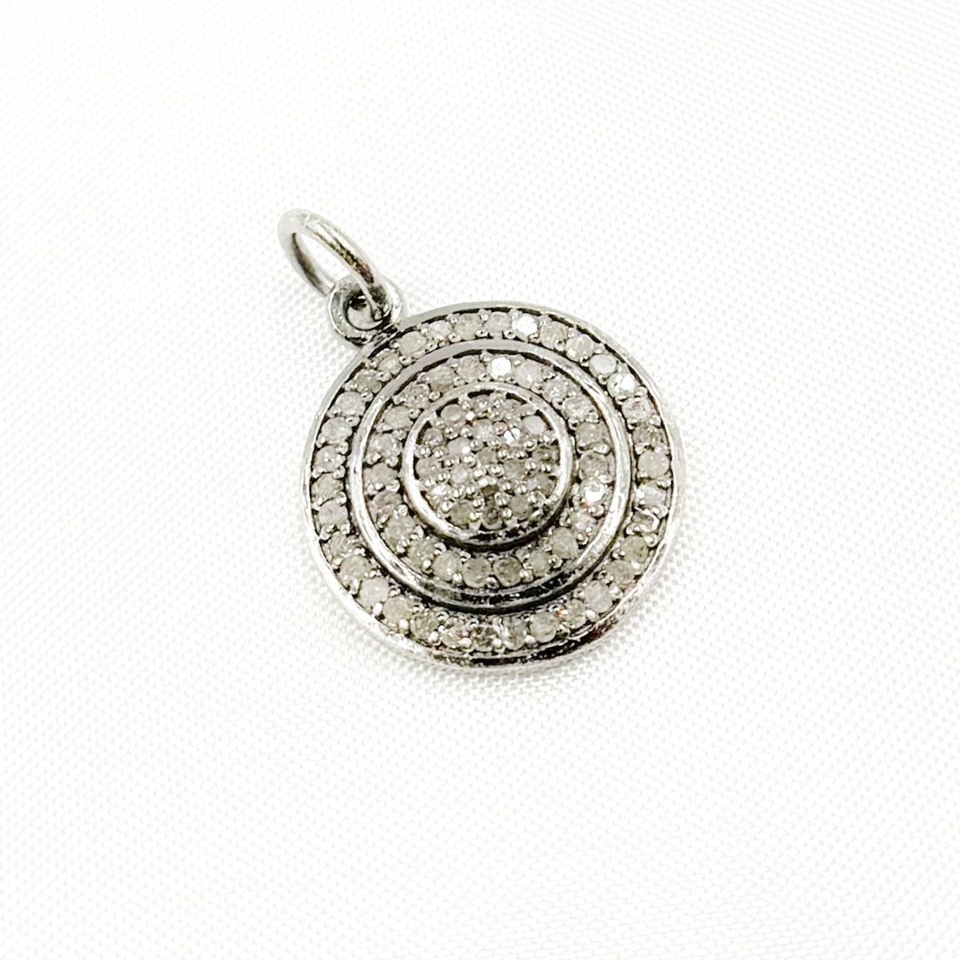 DC250. Diamond Sterling Silver Round Charm