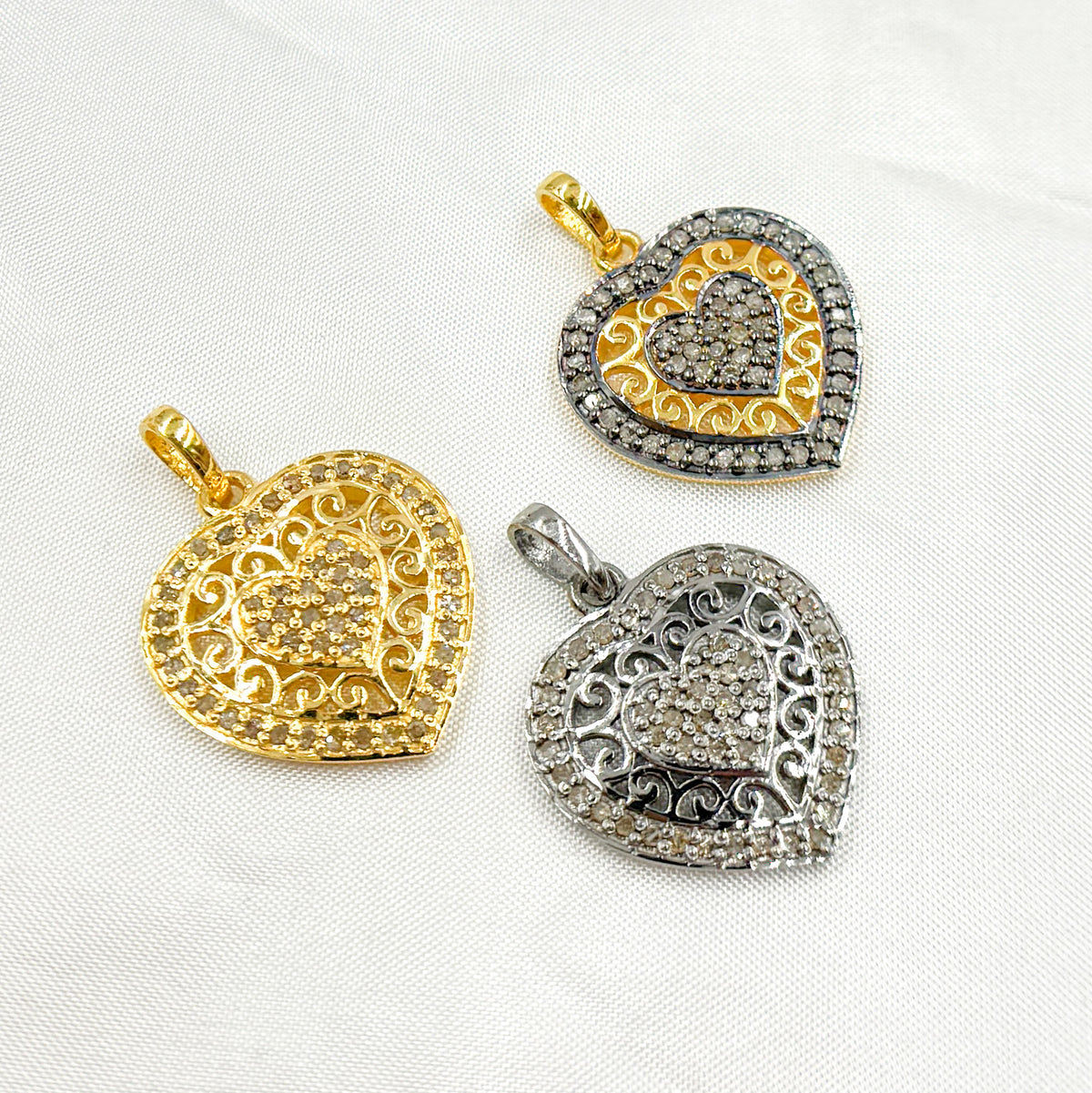 DP175. Diamond Sterling Silver Heart Pendant with Design