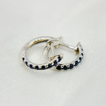 Load image into Gallery viewer, 14K Solid Gold Blue Sapphire Huggies. HP402531W
