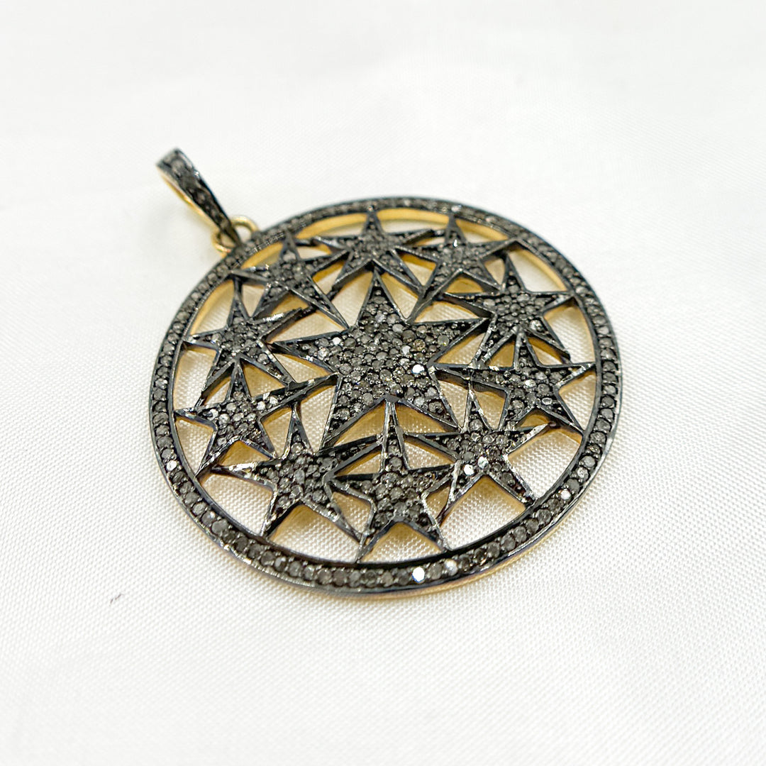 DP161. Diamond Silver Circle Start Pendant