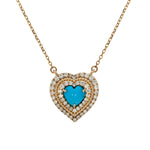 Load image into Gallery viewer, CN97293TQ6. 14K Solid Gold Diamond &amp; Turquoise Heart Necklace