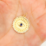 Load image into Gallery viewer, 14K Solid Gold Diamond Evil Eye Circle Charm. GDP436
