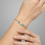Load image into Gallery viewer, BR402708. 14k Solid Gold Diamond and Gemstone Fancy Flower Bracelet