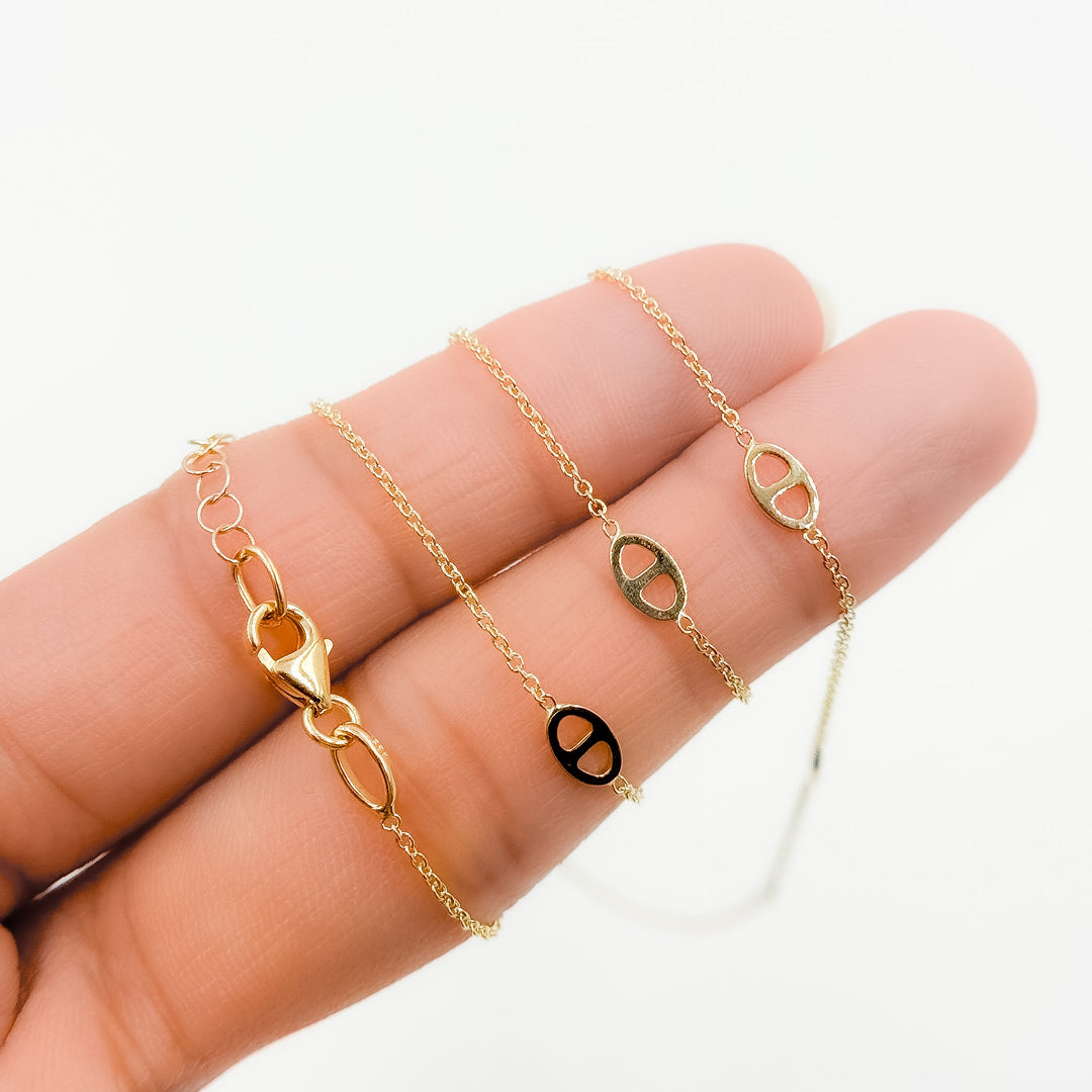 NKSET778. 14k Solid Yellow Gold Marina Link Necklace