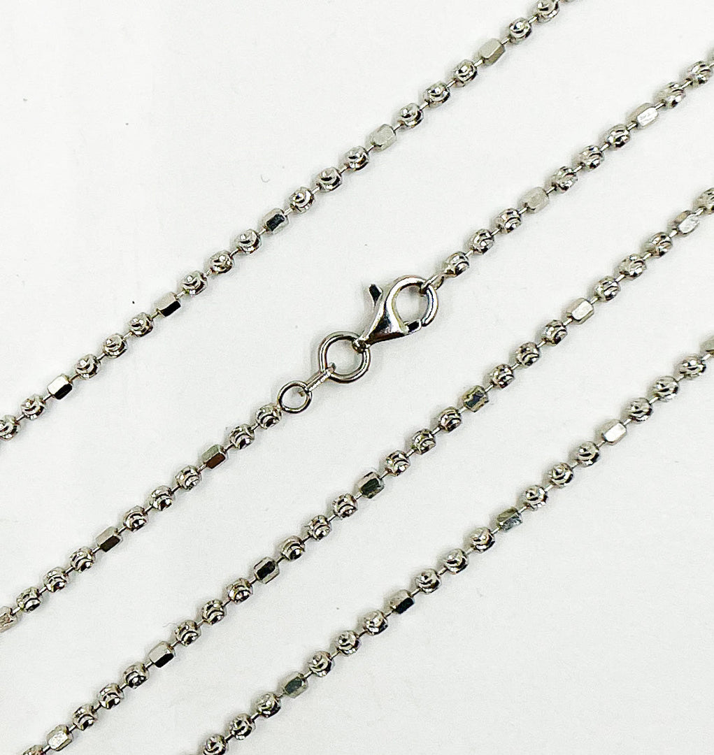 925 Sterling Silver Cube Finish Necklace. 6Necklace