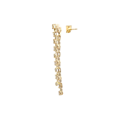 EFG52100. 14k Solid Gold Diamond Baguette Dangle Earrings