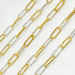 Load image into Gallery viewer, Sterling Silver Paperclip Diamond Cut Gold Plated &amp; Silver Link Chains