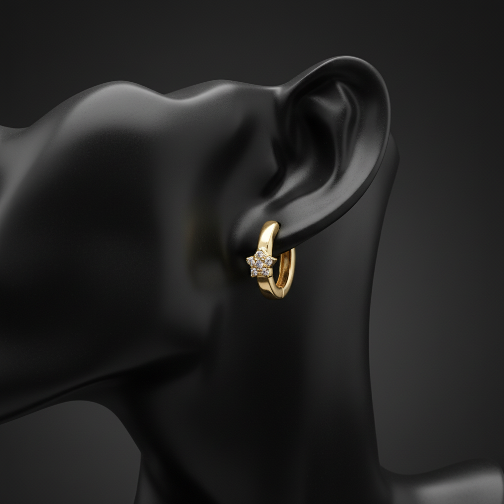 EHA57622. 14k Solid Gold Diamond Flower Stud Earrings