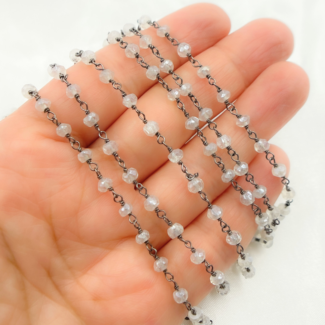 Coated White Topaz Wire Wrap Chain.