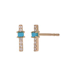 Load image into Gallery viewer, EFA54275. 14K Solid Gold Diamond and Gemstone Bar Stud Earrings