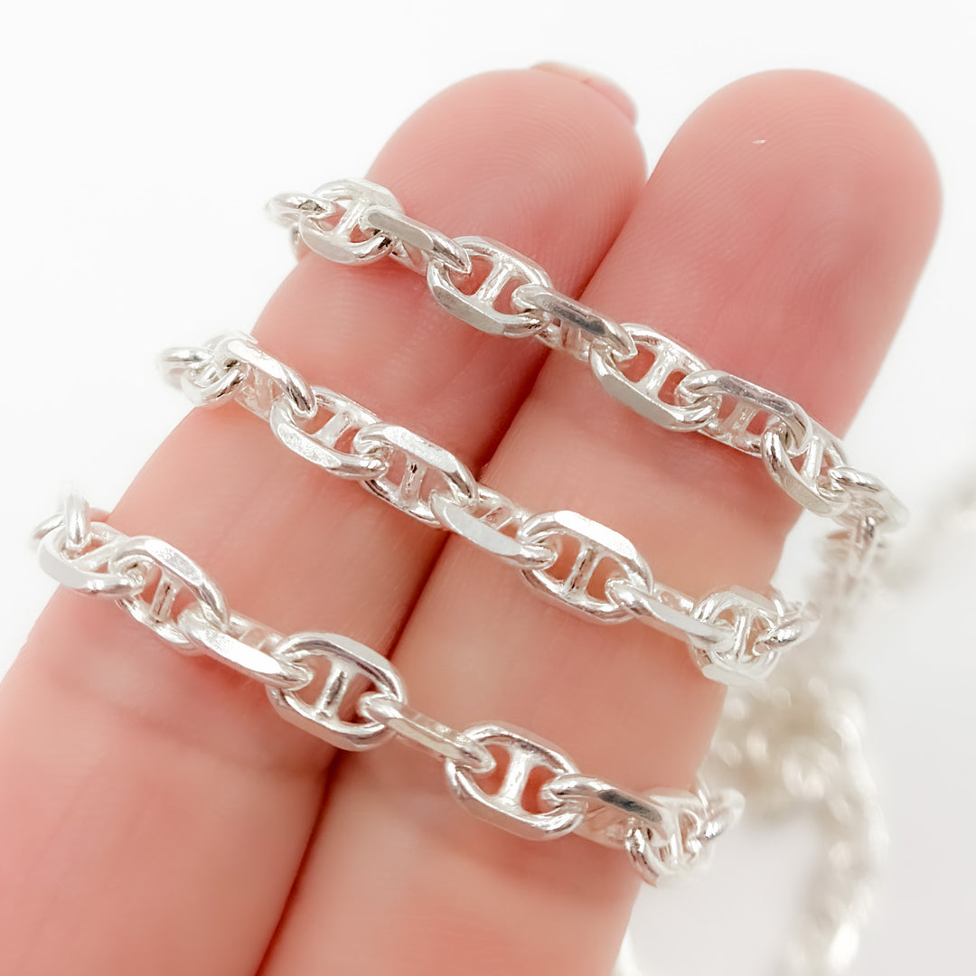 Y10SS. Sterling Silver Diamond Cut Marina Chain