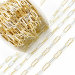 Load image into Gallery viewer, V31GS. Sterling Silver Smooth and Gold Plated Diamond Cut Paperclip
