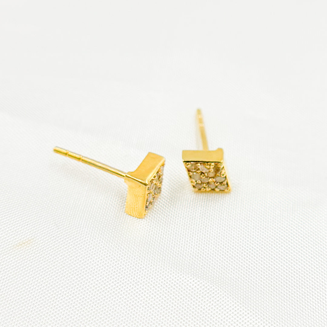 DE045. Diamond Sterling Silver Rhomb Studs