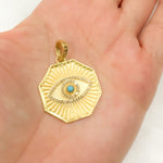 Load image into Gallery viewer, DP692. Diamond Sterling Silver Octagon Eye Pendant with Gemstone
